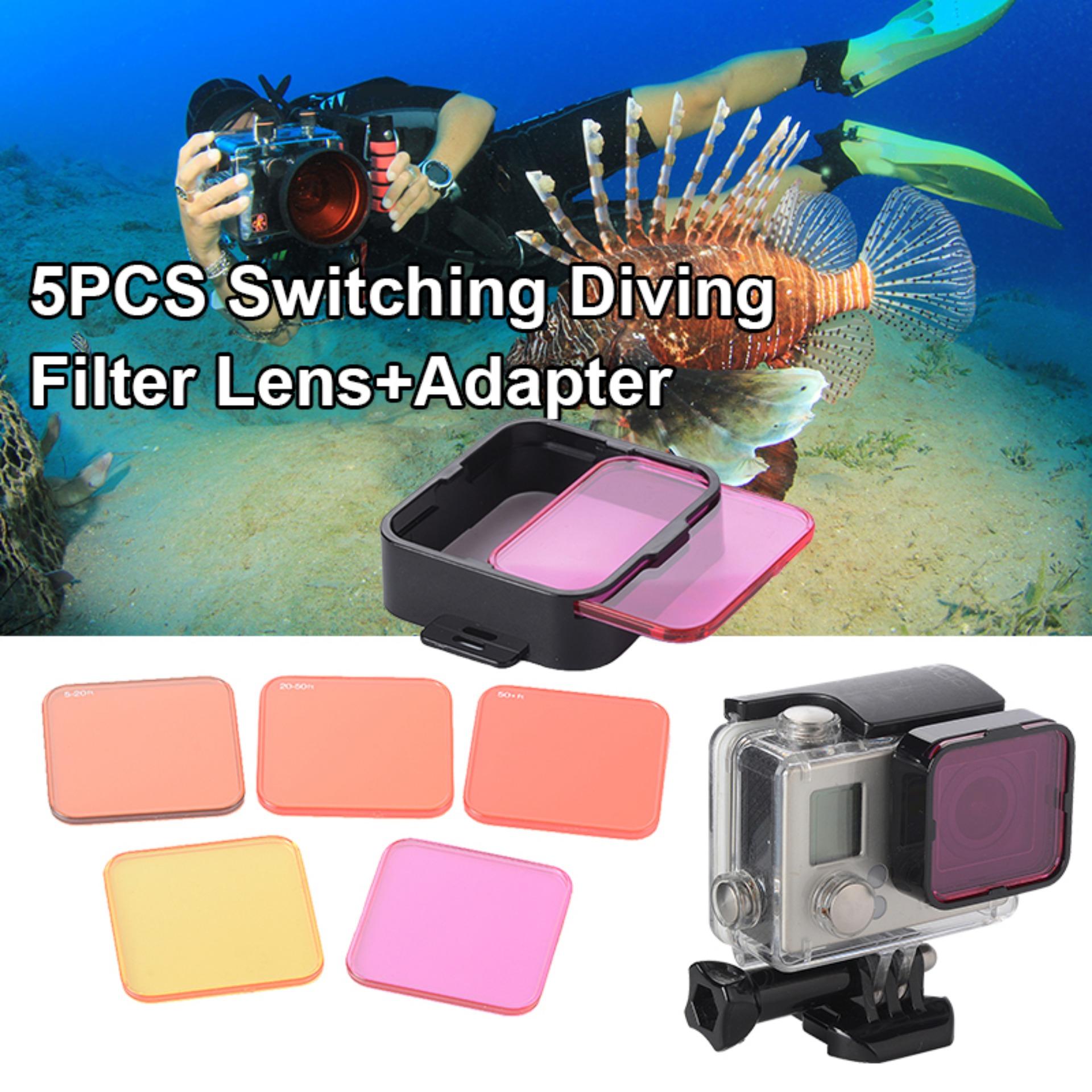 XCSource 5pcs ชุดเลนส์ฟิลเตอร์ Diving Filter Kits Red+Purple+YellowLens+Adapter สำหรับ Gopro Hero 4 3+ 5pcs XCSource 5pcs ชุดเลนส์ฟิลเตอร์ Diving Filter Kits Red+Purple+YellowLens+Adapter สำหรับ Gopro Hero 4 3+ 5pcs
