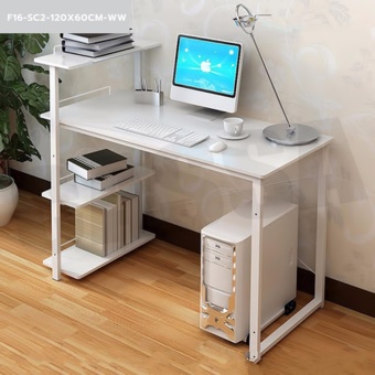 CASSA โต๊ะคอมพิวเตอร์ประหยัดพื้นที่พร้อมชั้นวางหนังสือและที่วางซีพียู (สีขาว-โครงขาว) ขนาด120X60cm.รุ่น F16-SC2-120X60CM-WW CASSA โต๊ะคอมพิวเตอร์ประหยัดพื้นที่พร้อมชั้นวางหนังสือและที่วางซีพียู (สีขาว-โครงขาว) ขนาด120X60cm.รุ่น F16-SC2-120X60CM-WW