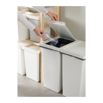 FILUR ถังขยะมีฝาปิด Bin with lid 29 38 55 cm จุ 42 L  ขาว 