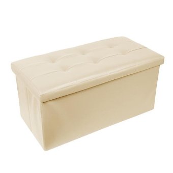 Ivory Color Storage Ottoman Folding Bench Collapsible Stool BoxFaux Leather - intl Ivory Color Storage Ottoman Folding Bench Collapsible Stool BoxFaux Leather - intl