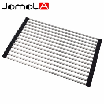JOMOLA Roll up Sink Dish Drainer square rod 304 Stainless Steel Sink Dryer Fruit Dish Vegetable Drainer Shelf Holder Rack 522×320MM - intl
