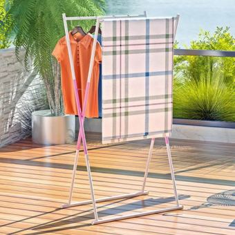 Nane ราวตากผ้าแบบ X พับเก็บได้ ประหยัดพื้นที่ ไซส์M 44x46x150cm (สีครีม/ชมพู)