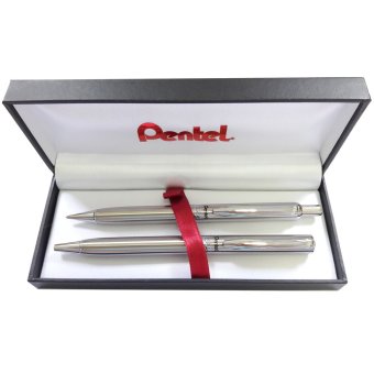 Pentel ชุดปากกาเพนเทล ปากกาหมึกเจล และดินสอกด 0.5 มม. สีเงินในกล่องเพนเทล 1 ชุด Pentel ชุดปากกาเพนเทล ปากกาหมึกเจล และดินสอกด 0.5 มม. สีเงินในกล่องเพนเทล 1 ชุด