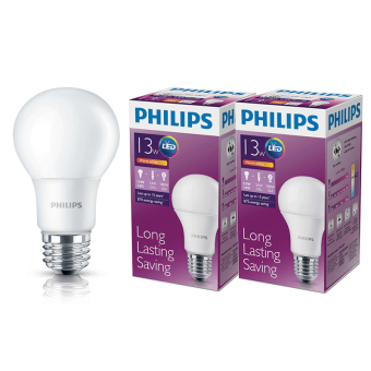 Philips หลอด LED BULB 13 วัตต์ ขั้ว E27 แสงวอร์มไวท์ (2 ดวง) Philips หลอด LED BULB 13 วัตต์ ขั้ว E27 แสงวอร์มไวท์ (2 ดวง)