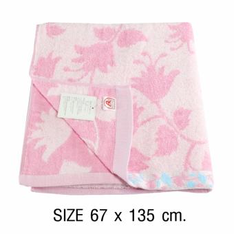 RAINFLOWER ผ้าเช็ดตัว ขนาดมาตรฐาน 67x135 cm. รุ่นทอลายดอกโคมญี่ปุ่น สีชมพู