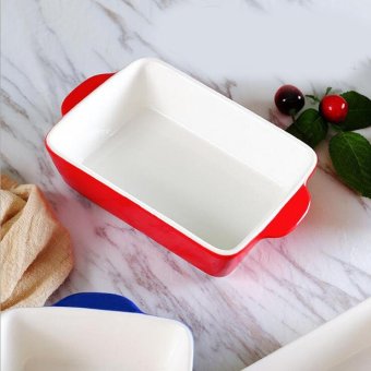 Rectangle Shape Ceramic Baking Pans For Cheese & Rice Use ForMicrowave Oven Non-stick Baking Pan Kitchen Tools - intl