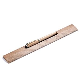 SamDi Walnut Wooden Craft Ruler With Pen Holder - intl