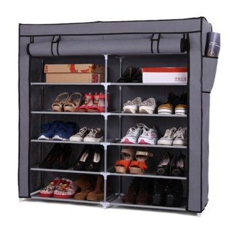 Shoe Rack ชั้นวางรองเท้า 2 บล็อค 6 ชั้น + ผ้าคลุม - สีเทา June 2018 - 2 Shoe Rack ชั้นวางรองเท้า 2 บล็อค 6 ชั้น + ผ้าคลุม - สีเทา - 2