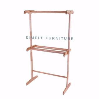 Simple Furniture ราวตากผ้าไม้ยางพารา  2 ชั้น 7 เส้น
