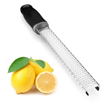 พรีเมียมชีส Zester มะนาวและเครื่องเทศที่ขูดสเตนเลสด้วยซิลิโคนจัดการ(สีดำ) พรีเมียมชีส Zester มะนาวและเครื่องเทศที่ขูดสเตนเลสด้วยซิลิโคนจัดการ(สีดำ)