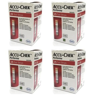 Accu-Chek Performa Test Strip แอคคูเชต แผ่นตรวจน้ำตาล 4 กล่อง (25 ชิ้น/กล่อง)