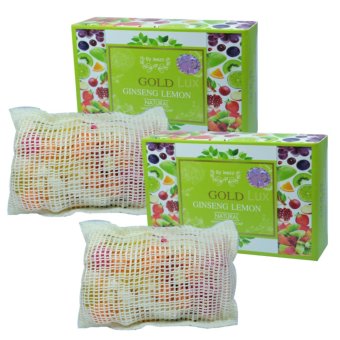 By Jeezz Gold Ginseng Lemon Natural Body Soap สบู่โสมมะนาวทำความสะอาดผิวกาย ขาว เนียนใส ขนาด 80 กรัม (2 ก้อน) By Jeezz Gold Ginseng Lemon Natural Body Soap สบู่โสมมะนาวทำความสะอาดผิวกาย ขาว เนียนใส ขนาด 80 กรัม (2 ก้อน)