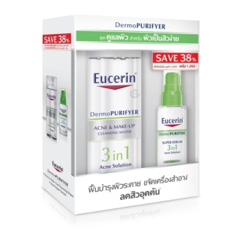 ประเทศไทย EUCERIN DermoPURIFYER Acne Super Serum 30ml + DermoPuriyer Acne and Make up Cleansing Water 200ml ฟื้นบำรุง ลดสิวอุดตัน