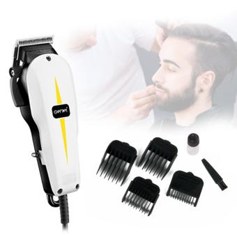 ประเทศไทย Gemei ปัตตาเลี่ยนมีสาย มีครับปรับระดับ สำหรับช่างตัดผมมืออาชีพ GM-1021 มาพร้อมหวีรอง 4 ขนาด 3,6,9,12 mm และกรรไกร สีขาว