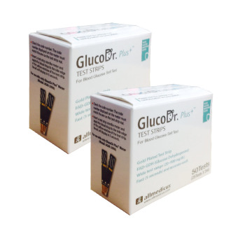 GlucoDr. Plus แผ่นตรวจ เครื่องตรวจน้ำตาลในเลือด 50 แผ่น/กล่อง (2 กล่อง)