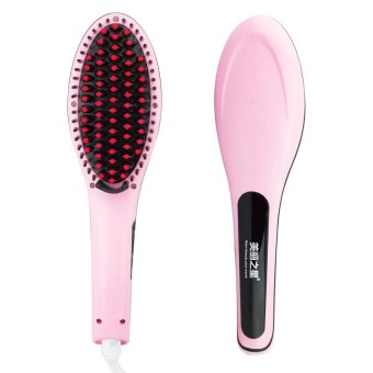 ราคา เครื่องหนีบผมตรง ที่หนีบผม เครื่องรีดผม หวีไฟฟ้า หวีรีดผมตรง Hair Auto Straightener Electric Comb (สีชมพู)