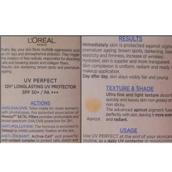 L'Oreal UV Perfect Advanced 12H UV Protector Even Complexion SPF 50+/PA+++ 15ml. ลอรีอัล ยูวี เพอร์เฟคท์ แอดวานซ์ 12 ชม.ครีมกันแดด May 2018 - 4 L'Oreal UV Perfect Advanced 12H UV Protector Even Complexion SPF 50+/PA+++ 15ml. ลอรีอัล ยูวี เพอร์เฟคท์ แอดวานซ์ 12 ชม.ครีมกันแดด - 4