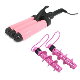 2560 Replica Shopเครื่องหนีบผมลอนมาม่า28 mm - Pink +ที่ม้วนผมSpiral Curler -สีชมพู(Pink)