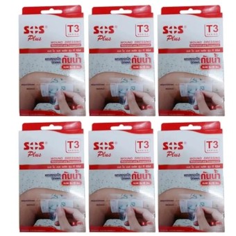 2560 SOS Plus T3 พลาสเตอร์ปิดแผลกันน้ำ ชนิดใส ขนาด 6 x 10 ซม. จำนวน 6 กล่อง (กล่องละ 2 ชิ้น)