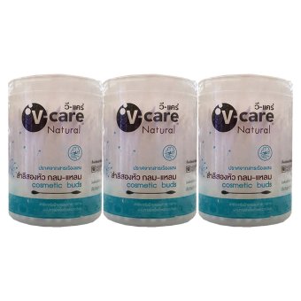2560 V-CARE วีแคร์ สำลี 2 หัว 100 ก้านกระปุก (แพ็ค 3)