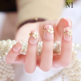 ดูภาพ Wedding Bride Full Nail Tips False Stikers Gel Shimmer Fake Nails24PC 3D Colour1 - intl เพิ่มเติม Wedding Bride Full Nail Tips False Stikers Gel Shimmer Fake Nails24PC 3D Colour1 - intl