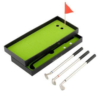 ประเทศไทย 3Pcs Mini Golf Sports Clubs Models Ballpoint Pen Flag Putter Iron Set Gift New - intl