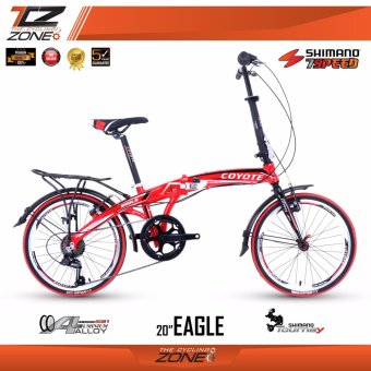 ราคา COYOTE จักรยานพับได้ 20 นิ้ว / ตัวถัง อัลลอยด์ / เกียร์ SHIMANO 7 สปีด / รุ่น EAGLE (สีแดง/ดำ)