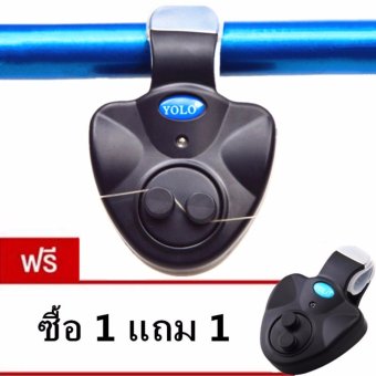 ประเทศไทย JJ สัญญาณไฟติดปลายคันเบ็ด สัญญาณไฟเตือน ตกปลา Fish Alarm Fish Bite Finder Alarm (Black) ซื้อ 1 แถม 1