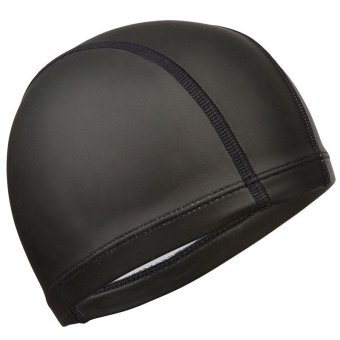 2561 Nabaiji หมวกว่ายน้ำผ้าตาข่ายเคลือบซิลิโคน - (สีดำล้วน)