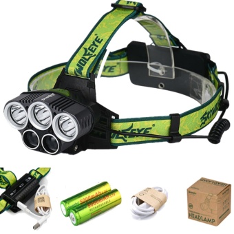 ซื้อ/ขาย Skywolfeye ไฟฉายคาดหัว 10000Lumens USB light 5 Mode 3 CREE XML T6 + 2 LED Headlight Headlamp Rechargeable Flashlight Head lights lamp with 5000 mAh Battery