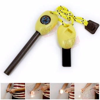 2561 Survivial Army Fire Starter (4 in 1) ก้านแมกนีเซียม แท่งจุดไฟแมกนีเซียม พกพา ที่จุดไฟ หินจุดไฟ เหล็กจุดไฟ แท่งจุดไฟ เดินป่า ที่จุดไฟในป่า อุปกรณ์สำหรับจุดไฟ อุปกรณ์จุดไฟ อเนกประสงค์และ สร้างประกายไฟ เพิ่ม ใบเลื่อย เข็มทิศ นกหวีด (Yellow)