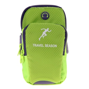 Universal Waterproof Sport Running Arm Bag with Light Reflection(Light green) - intl
