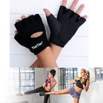ราคา YUEYAN ถุงมือฟิตเนส ถุงมือออกกำลังกาย Fitness Glove Weight Lifting Gloves Black ( Int:L)