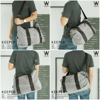 กระเป๋าสะพายข้างผู้ชาย กระเป๋าแคนวาส กระเป๋าเดินทาง รุ่น AWB-KEEPER สีเทา กระเป๋าสะพายข้างผู้ชาย กระเป๋าแคนวาส กระเป๋าเดินทาง รุ่น AWB-KEEPER สีเทา