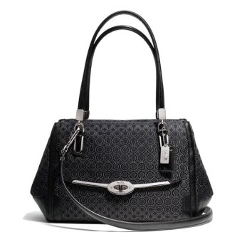 COACH MADISON OP ART MADELINE SATCHEL SHOULDER BAG PEARLESCENTFABRIC รุ่น 27848 - Black COACH MADISON OP ART MADELINE SATCHEL SHOULDER BAG PEARLESCENTFABRIC รุ่น 27848 - Black