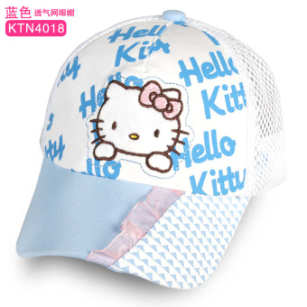 ขาย Hello Kitty สาวเด็กหมวกเบสบอลหมวกเด็กหมวก (อันเป็นผลมาจากการซื้อโปรดเส้นรอบวงศีรษะเลือก + ตาข่ายหมวก KTN4018 น้ำสีฟ้า)