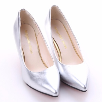 HengSong Korean Fashion Patent Leather Tip High Heels Shallow Mouth Shoes Occupation Women's Single Shoes Pumps (Sliver) - Intl July 2018 - 5 HengSong Korean Fashion Patent Leather Tip High Heels Shallow Mouth Shoes Occupation Women's Single Shoes Pumps (Sliver) - intl - 5