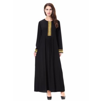 ผู้หญิงชาติพันธุ์บริสุทธิ์ชุดมุสลิมอิสลามแขนยาวชุด Maxi อาหรับJilbab Abaya ผ้า (ทอง) ผู้หญิงชาติพันธุ์บริสุทธิ์ชุดมุสลิมอิสลามแขนยาวชุด Maxi อาหรับJilbab Abaya ผ้า (ทอง)