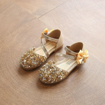 ขาย Ocean New Girls sandals Crystal shoes Children's High heels Han edition Sequins Princess shoes (Gold) - intl