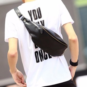 กระเป๋าสะพายไหล่ คาดอก คาดเอว หนัง PU รุ่น NE81 - BLACK กระเป๋าสะพายไหล่ คาดอก คาดเอว หนัง PU รุ่น NE81 - BLACK