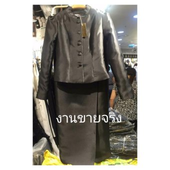 ชุดผ้าไหมไทยจิตรดา ผ้าไหมเนื้อเงาสวย สีดำ ไทยจิตรลดาเสื้อยกไหล่จับจีบน้อย กระดุมหน้า -สีดำ ชุดผ้าไหมไทยจิตรดา ผ้าไหมเนื้อเงาสวย สีดำ ไทยจิตรลดาเสื้อยกไหล่จับจีบน้อย กระดุมหน้า -สีดำ