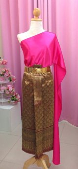 SIRIRAT ชุดไทย สมัยร.4สไบ(สีชมพูบานเย็น)+ผ้าถุงลายไทย(สีทอง)+เข็มขัด SIRIRAT ชุดไทย สมัยร.4สไบ(สีชมพูบานเย็น)+ผ้าถุงลายไทย(สีทอง)+เข็มขัด