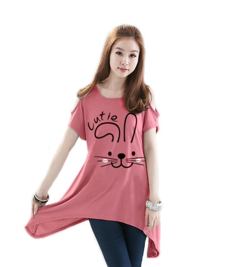 ดูภาพ TeeNeeFashions เสื้อยืดตัวยาว เปิดไหล่ ปลายหยัก ลาย Cutie - สีโอรส เพิ่มเติม TeeNeeFashions เสื้อยืดตัวยาว เปิดไหล่ ปลายหยัก ลาย Cutie - สีโอรส