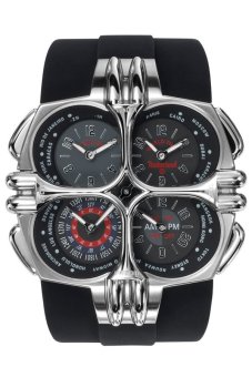 ราคา Timberland 4Eyes WorldTime Quartz Men s Watch Stainless Strap สายยาง รุ่น QT8159101 - Silver/Black