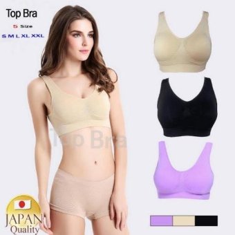 Top Bra ชุดชั้นในกระชับไร้รอยต่อ แพ็ค 3 ตัว 3 สี No.081 - (Black / Beige / Purple)