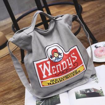 กระเป๋าผ้าแคนวาส ลายwendy กระเป๋าพาดลำตัว สีเทา กระเป๋าผ้าแคนวาส ลายwendy กระเป๋าพาดลำตัว สีเทา