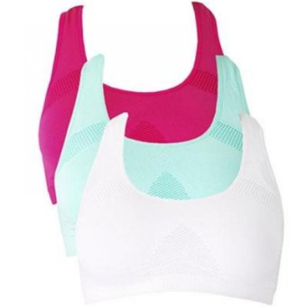 ประเทศไทย Wolfox Sport Bra สปอร์ตบราออกกำลังกาย set 3 ชิ้น (ชมพู, ขาว, เขียว)