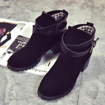 Women Winter Snow Ladies Low Heel Ankle Belt Buckle Martin BootsShoes - Intl July 2018 - 5 Women Winter Snow Ladies Low Heel Ankle Belt Buckle Martin BootsShoes - intl - 5