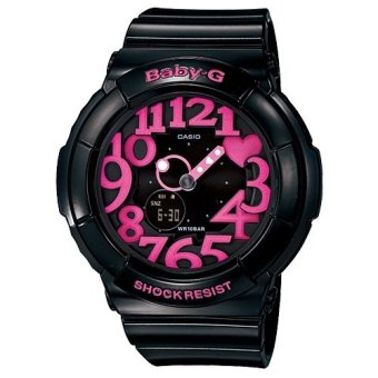 ประเทศไทย Casio Baby-G นาฬิกาข้อมือผู้หญิง สายเรซิ่น รุ่น BGA-130-1B (สีดำ/ชมพู)