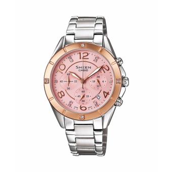 2561 Casio นาฬิกาข้อมือผู้หญิง สายสแตนเลส รุ่น SHE-5021SG-4A - Silver/PinkGold รับประกันศูนย์ 1 ปี ของแท้